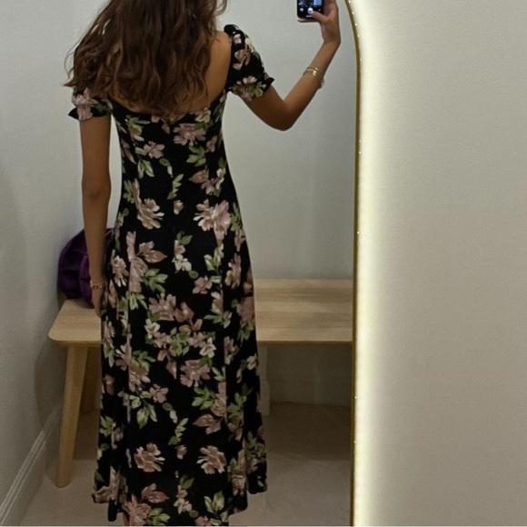 Floral Black Midi Pre-Fall Dress Small - Picture 3 of 4
